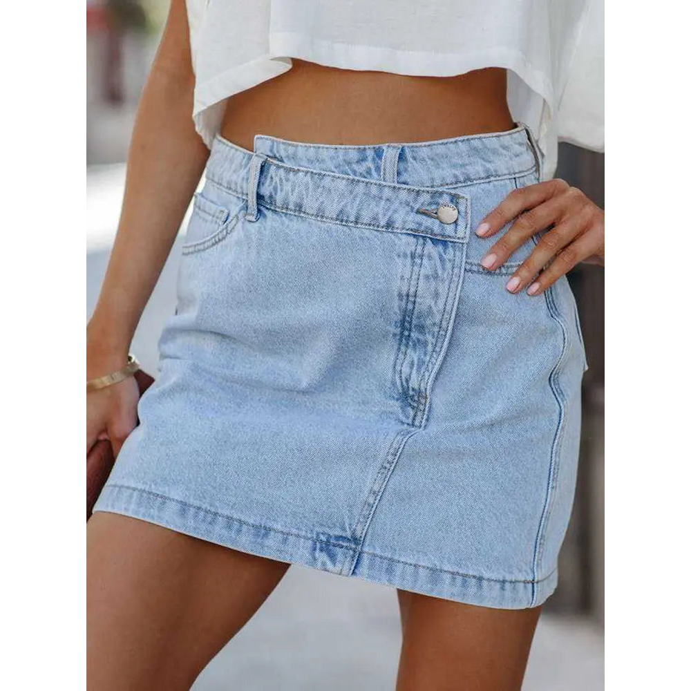 Saia Jeans Feminina Reta - Lavagem Clara