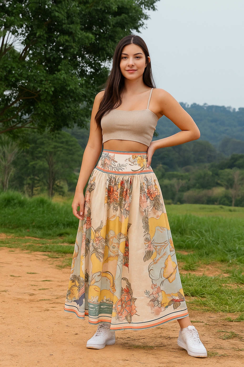 Saia Longa Estampada Flora Tropic – Verzano Resort