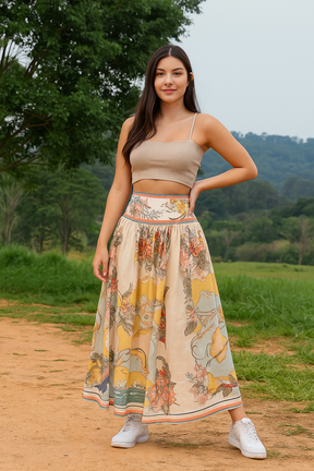 Saia Longa Estampada Flora Tropic – Verzano Resort