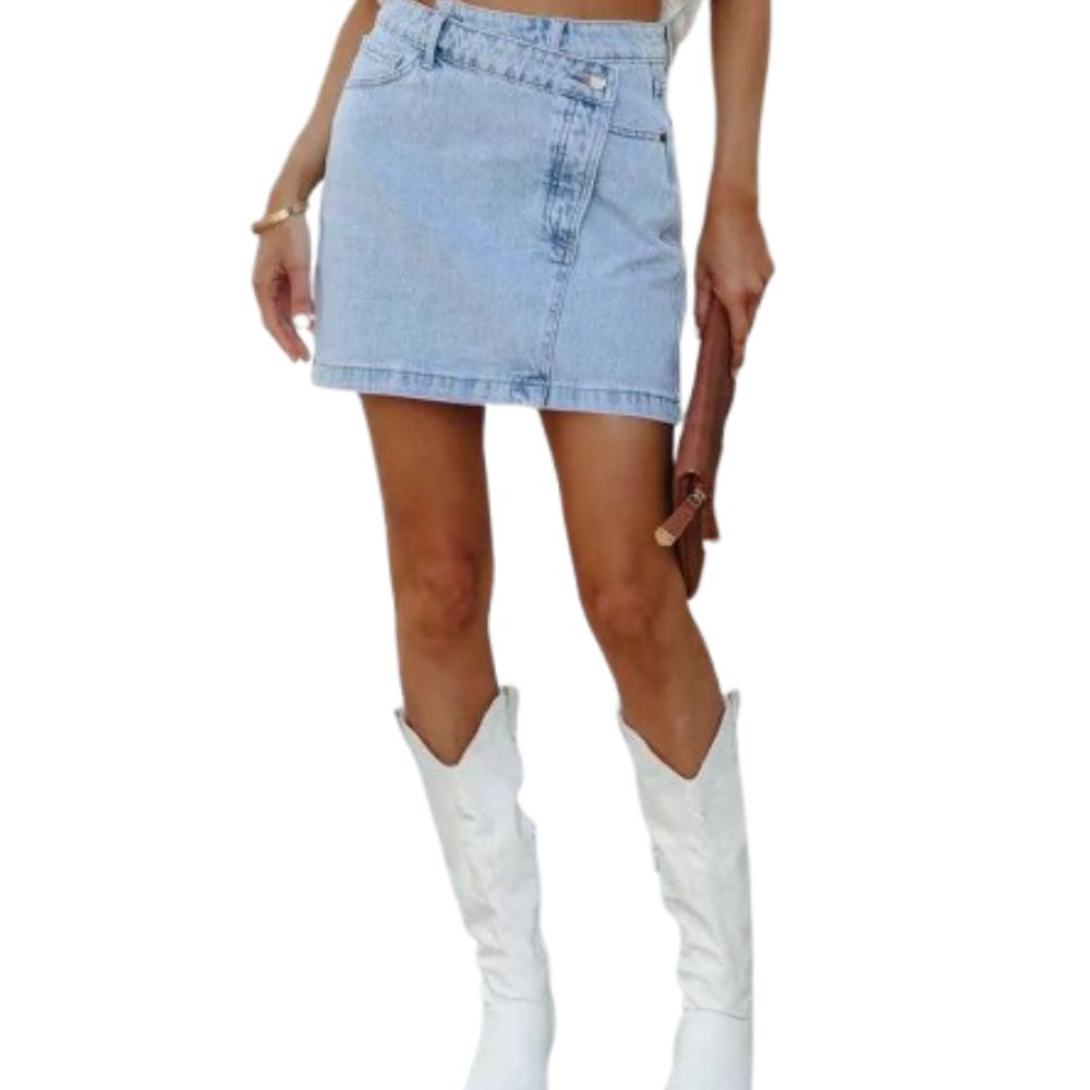 Saia Jeans Feminina Reta - Lavagem Clara