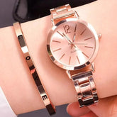 Conjunto Luxo Relógio + Pulseira Dourada
