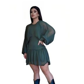 Vestido Verde Oliva Manga Longa Vestimi