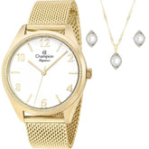 Kit Champion Elegance Feminino – Relógio + Colar + Brincos